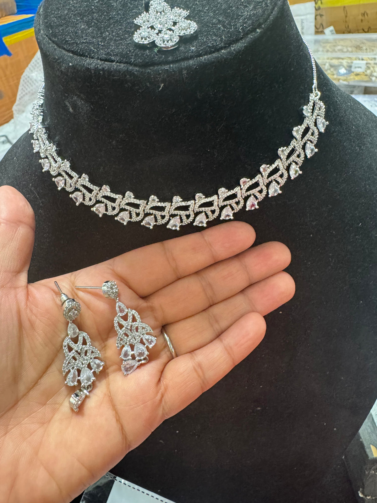 Silver American diamond set